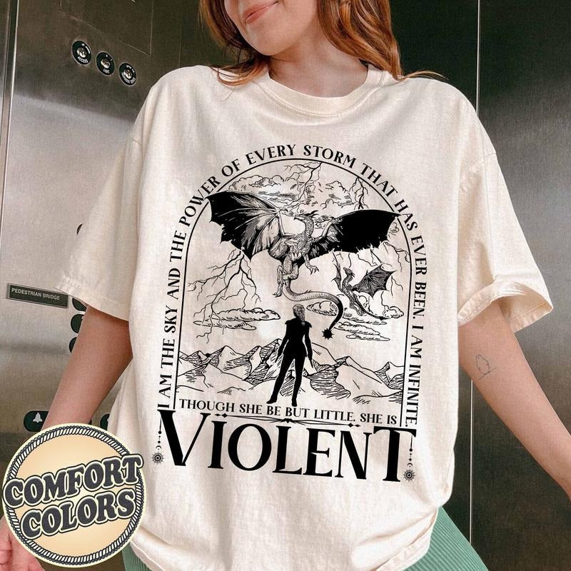 Though She Be but Little Comfort Colors Shirt, Violet Sorrengail Shirt, Dragon Rider Shirt, Bookish Shirt, Onyx Storm...