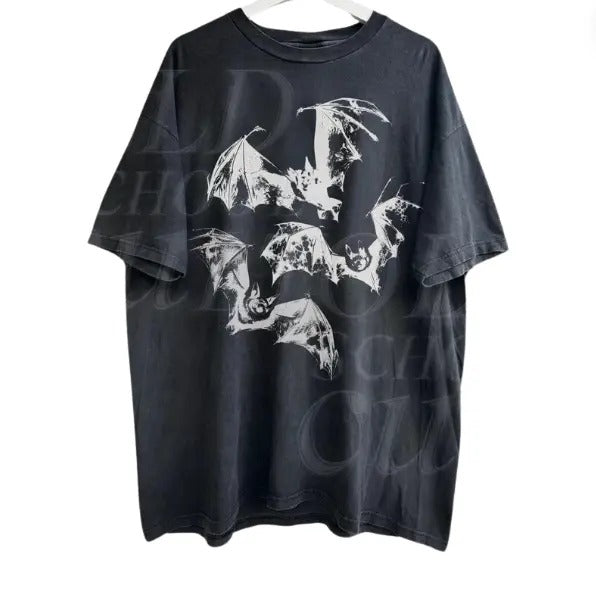 Three Bats Y2k T-Shirt, Vintage 90s Style Bat T-Shirt, Retro Gothic Shirt, Unisex Adult Grunge 2000s Graphic Shirt, Dark...