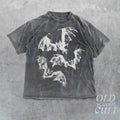 Three Bats Y2k T-Shirt, Vintage 90s Style Bat T-Shirt, Washed Retro Gothic Shirt, Unisex Adult Grunge 2000s Graphic...