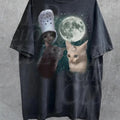Three Cats Vintage Graphic T-shirts, Retro Cat Moon Tshirt, Cat Lovers, Funny Cat Tee Hoodie, Sweatshirt | GrindPrints.com