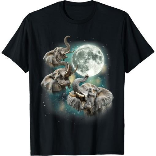 Three Elephant Moon | Funny 3 Elephants Howling Parody Meme T-Shirt Made in USA Hoodie, Sweatshirt | GrindPrints.com
