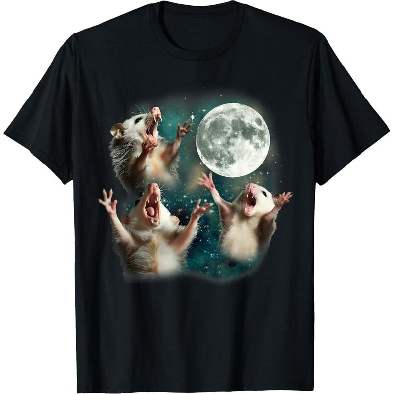 Three Possum Moon | 3 Opossum Funny Weird Cursed Meme T-Shirt made in usa Hoodie, Sweatshirt | GrindPrints.com