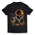 Three Wolf Solar Eclipse Moon - Short Sleeve Unisex, Men, Women, Youth T-Shirt Made in USA Hoodie, Sweatshirt
