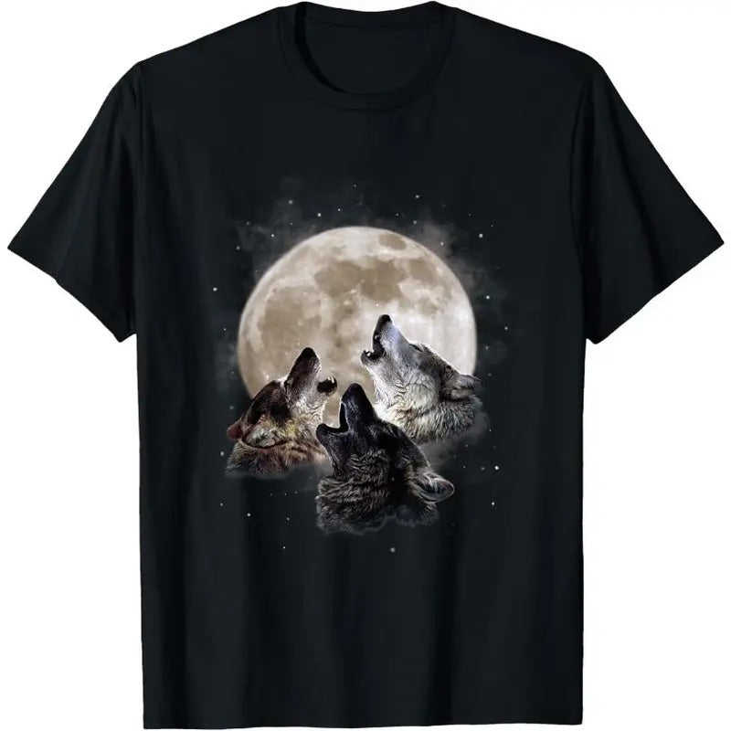 Three Wolves Howling at the Moon - Wolf Lover T-Shirt Hoodie, Sweatshirt | GrindPrints.com