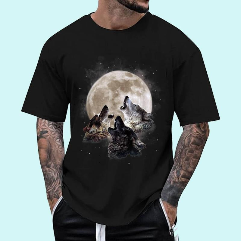 Three Wolves Howling at the Moon - Wolf Lover Unisex T-Shirt, Cotton 100%, Top Trending Fashion Hoodie, Sweatshirt