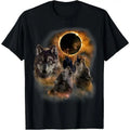 Three Wolves and Solar Eclipse, Forest Wolf Animals Wild T-Shirt Hoodie, Sweatshirt | GrindPrints.com