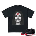 Thug Free Match 11s Bred Velvet Sneakers Outfits, Embrace Streetwear with Graphic Tee Cotton T-shirt, Y2K, Hip Hop, Rap...