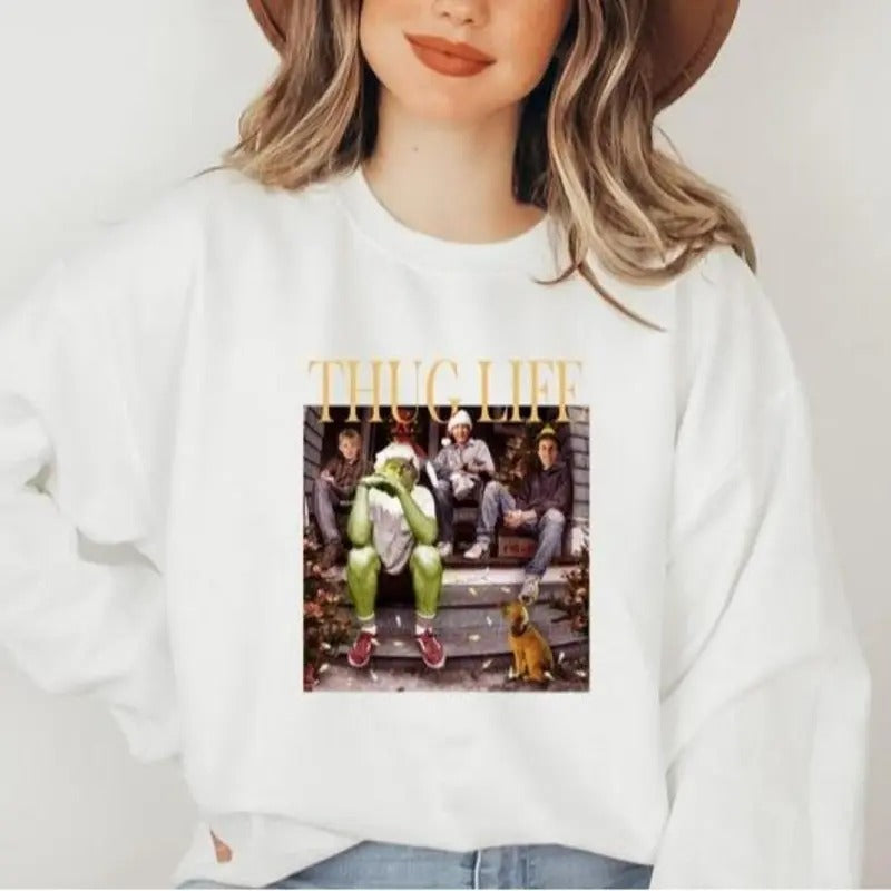 Thug Life Christmas Movie Shirt, Christmas Friends Sweatshirt, Thug Life Christmas Movie Sweater, Christmas Gifts Cotton...