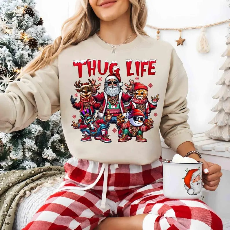 Thug Life Christmas, Christmas, Santa Reindeer, Thug Life Snowman, GingerBread T-Shirts, Hoodie, Sweatshirt | GrindPrints.com