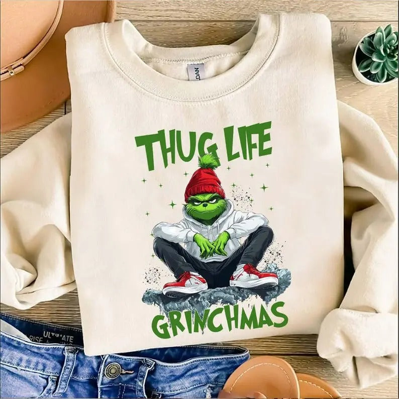Thug Life Grinc Christmas, Funny Retro Christmas Sublimation, Merry Christmas Christmas Movie T-Shirts, Hoodie, Sweatshirt