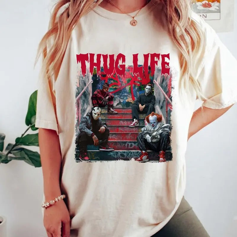 Thug Life H0rror Movie Tshirt, Movie Tee, Scary Halloween Shirt, H0rror Friend, Halloween Vibes, Retro Halloween, Unisex...