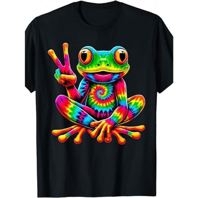 Tie-Dye Cool Frog Peace Sign Hippie T-Shirt Made In USA Hoodie, Sweatshirt | GrindPrints.com