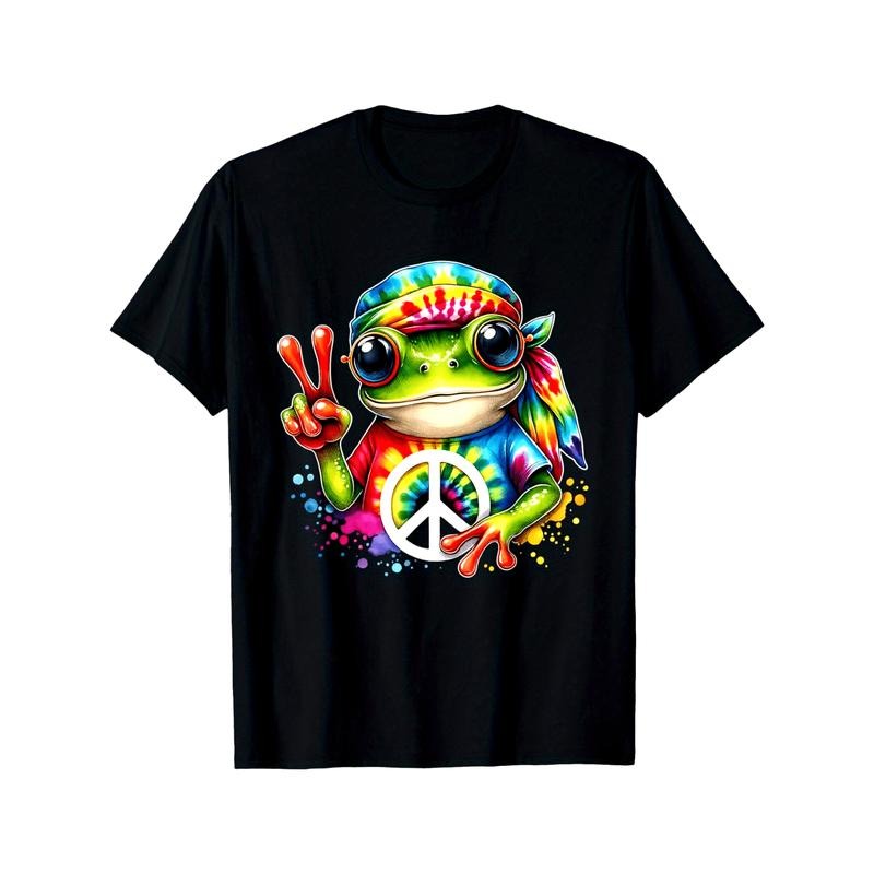 Tie Dye Frog Peace Sign Hippie T-Shirt made in usa Hoodie, Sweatshirt | GrindPrints.com