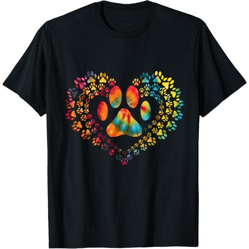 Tie Dye Love Dog Paw Print Heart Animal Lover T-Shirt.made in usa Hoodie, Sweatshirt | GrindPrints.com