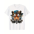 Tiger Art Print, Men's Cotton T-Shirt, Animal Pattern T-Shirt Men's Outdoor Wear, Men's Clothing, Casual Short Sleeve...