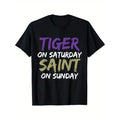 Tiger Print Cotton Pattern Casual Short Sleeved Round Neck Game Outdoor Made Usa T-Shirts, Hoodie, Sweatshirt