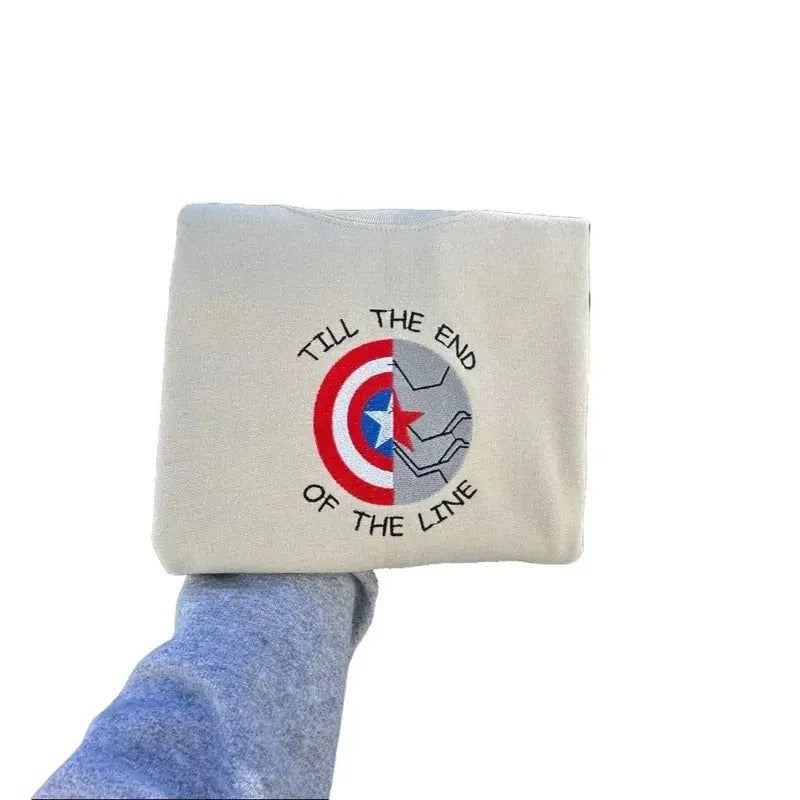 Till the end of the line Embroidered sweatshirt; Cotton Casual embroidered crewneck T-Shirts, Hoodie | GrindPrints.com