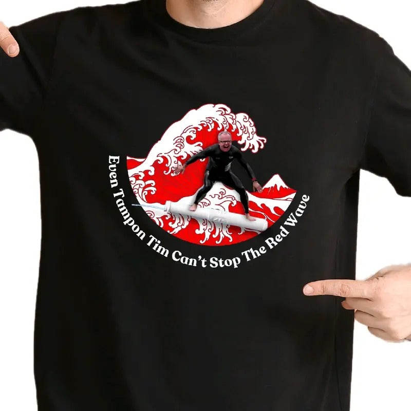 Tim Walz Red Wave Tshirt Cotton Menswear Soft t shirt funny meme Hoodie, Sweatshirt | GrindPrints.com