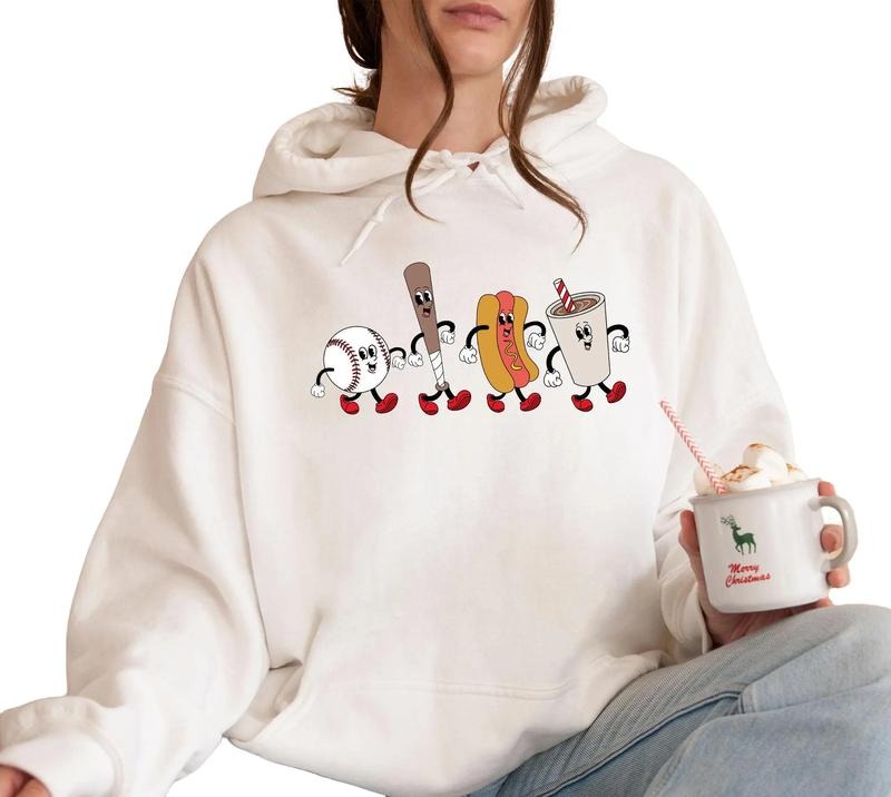 Tis The Season Shirt, Baseball Hot Dog Coke Cartoon Hoodie, Sweatshirt | GrindPrints.com