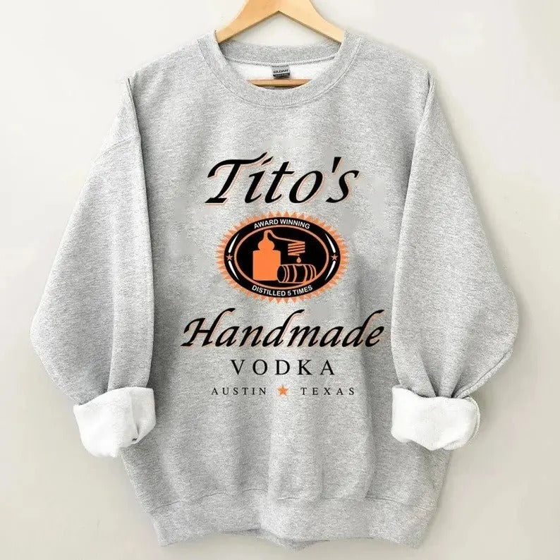 Tito Crewneck Sweatshirt Pullover Texas Spirit Enthusiast Graphic Hoodie T-Shirts | GrindPrints.com
