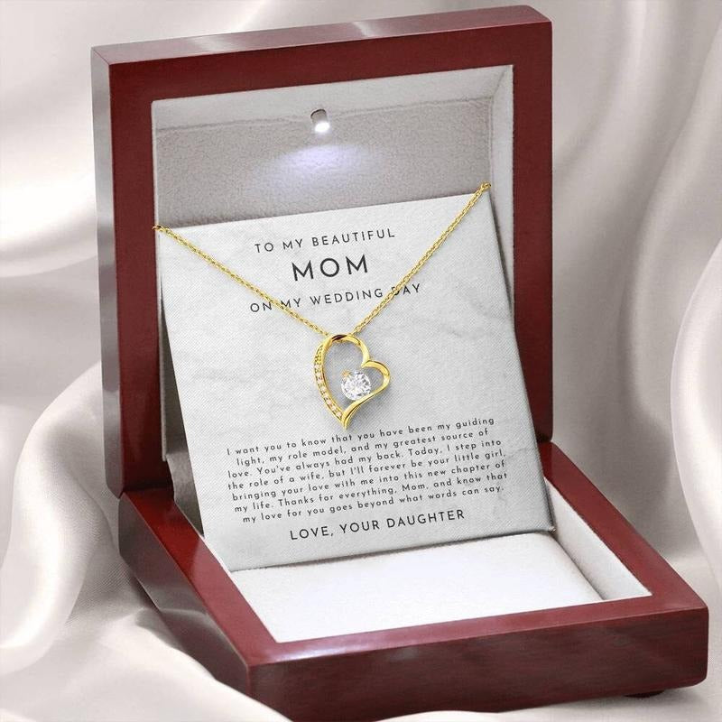 To Mom From Daughter Gift Necklace, To My Mom On My Wedding Day Gift, For My Mom Necklace, Necklace With Message Card,...