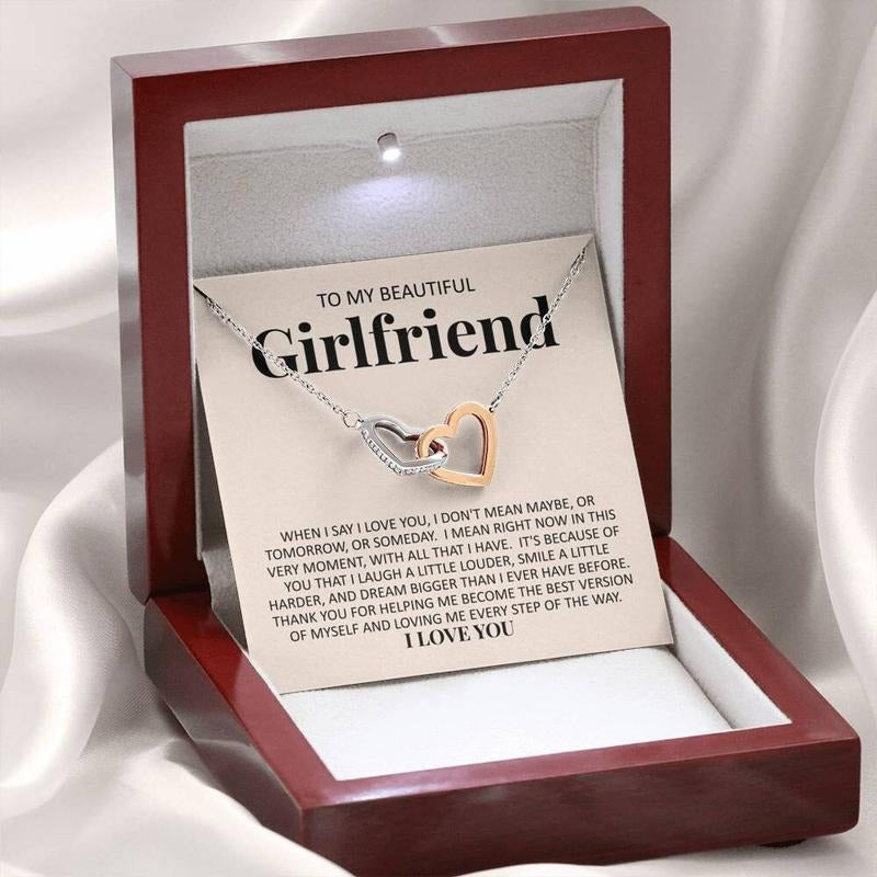 To My Beautiful Girlfriend Necklace, Girlfriend Birthday Gift, Gifts For Girlfriend, Couple Gift, You Make Me Better,...