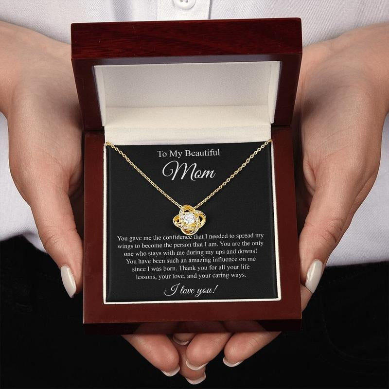 To My Beautiful Mom Necklace, Gift For Mom Necklace, Mom Beloved Gift Necklace, Necklace With Message Card, Gift For Mom...