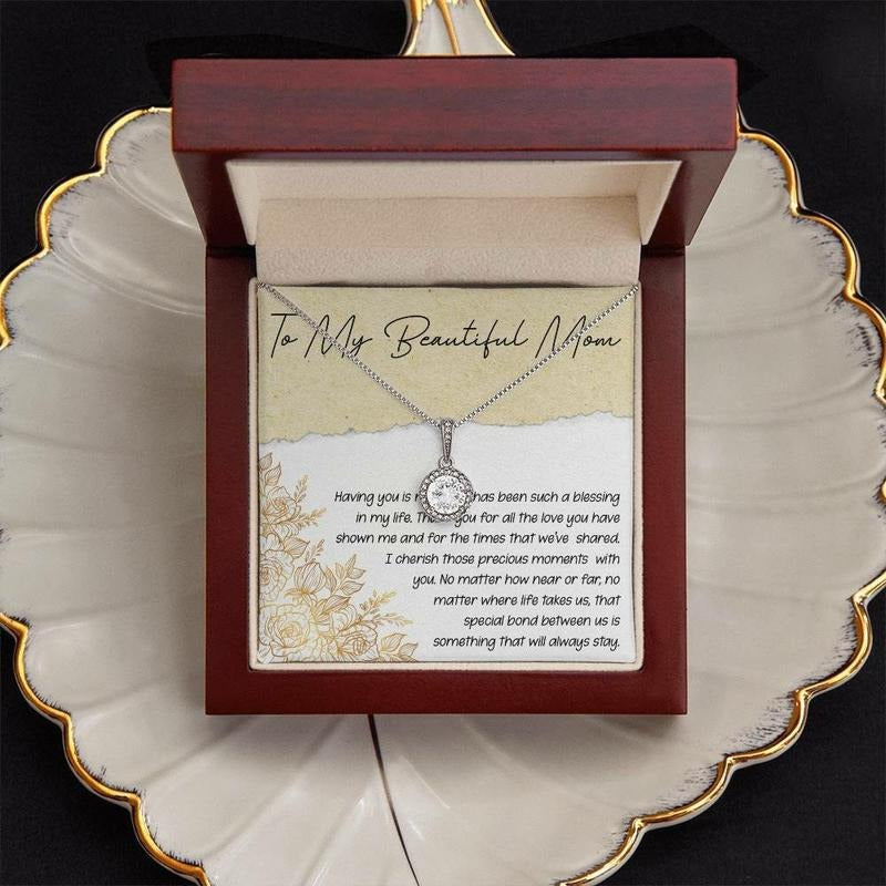 To My Beautiful Mom Necklace, Gift Mom Necklace, Wedding, Birthday, Christmas Gift, Necklace With Message Card, Gift For...