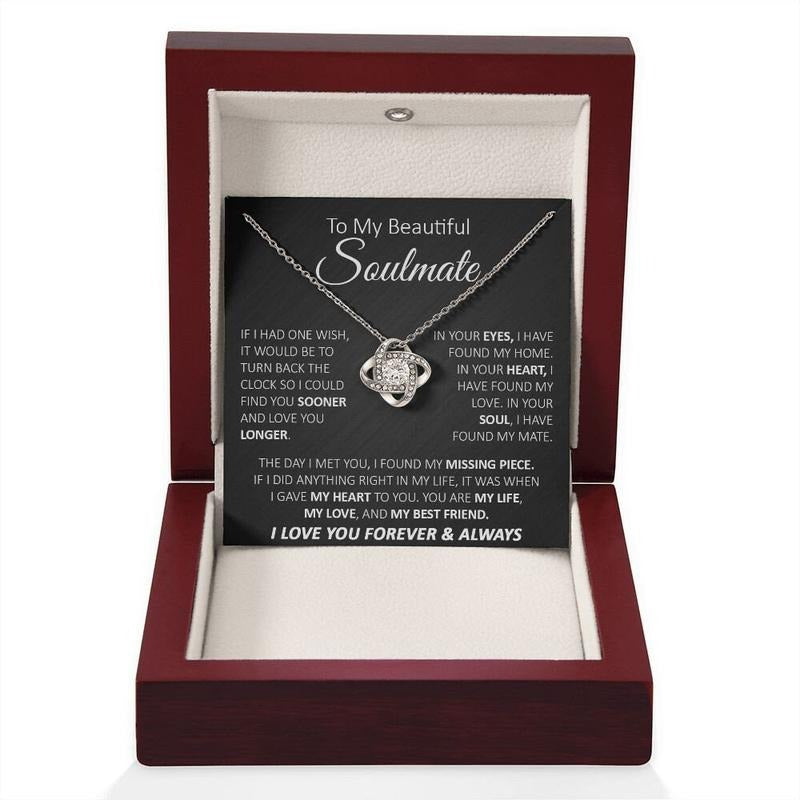 To My Beautiful Soulmate Necklace, In Your Eyes I Have Found My Home, Love Necklace With Message Card, Gift For Her,...