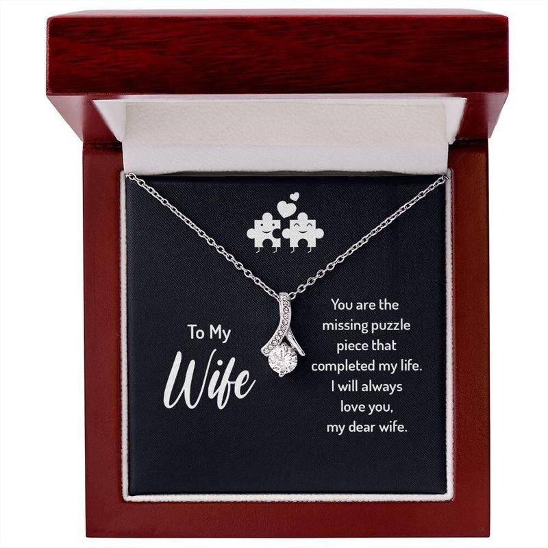 To My Beautiful Wife Necklace With My Everything Message Card Anniversary, Valentines Day Gift For Her, Present For Wife,...