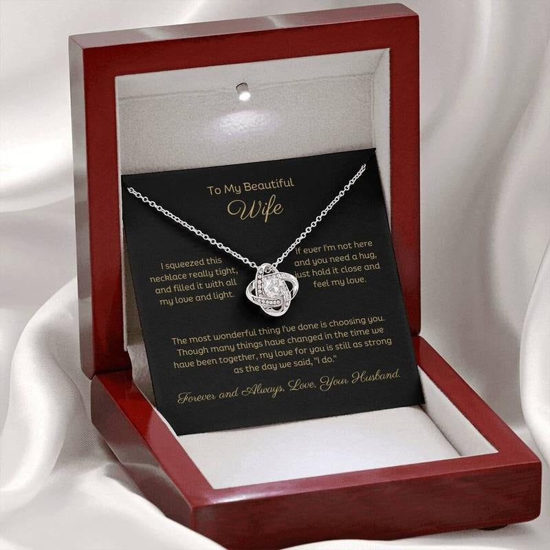 To My Beautiful Wife Pendant Necklace, Gift For Wife Jewellery, Wife Birthday Gift, Wife Necklace From Husband, Wife...