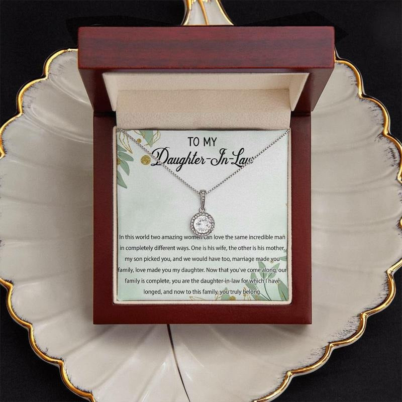 To My Daughter In Law Necklace, Wedding Birthday Christmas Gift, Necklace With Message Card, Gift For Daughter In Law,...