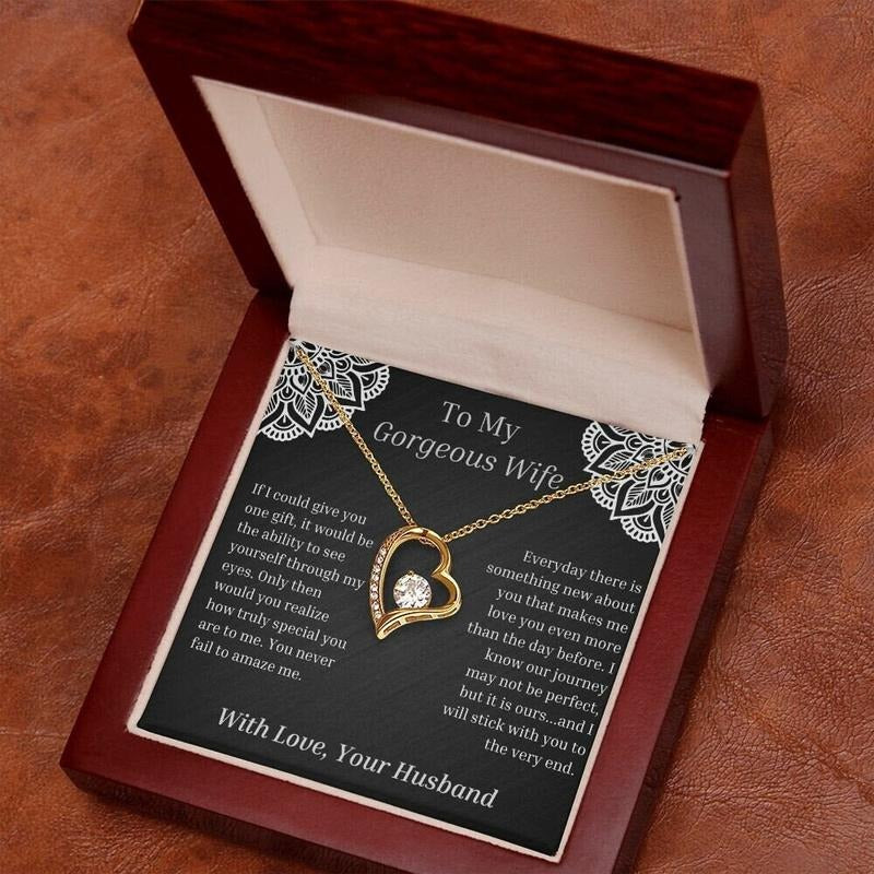 To My Gorgeous Wife Necklace, Valentine's Gift For Wife, Birthday, Her From Husband, Wife Necklace, Love Necklace With...