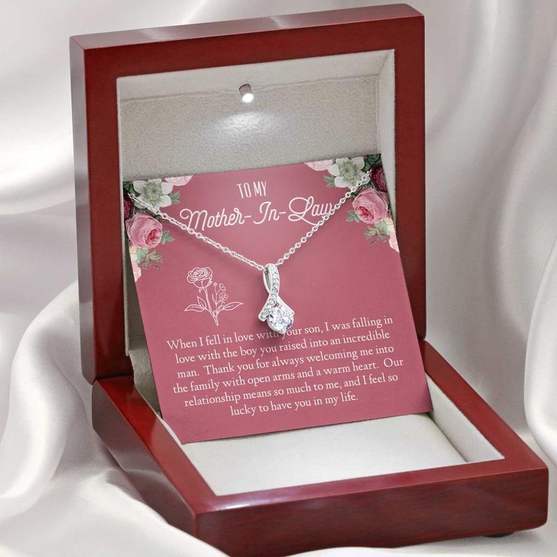 To My Mother In Law Necklace, Necklace With Message Card, Gift For Mother In Law The Groom's Mom, Jewelry Box, Necklace...