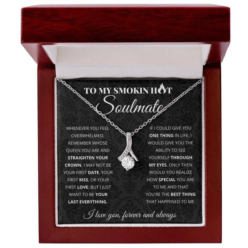 To My Smokin Hot Soulmate Necklace, Soulmate Gift, Anniversary Gift For Girlfriend Wife, Love Necklace With Message Card,...