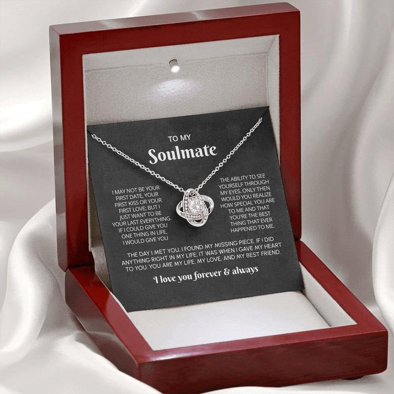 To My Soulmate Necklace Gift, Anniversary Gift For Her, Wife Soulmate Gift, I Love You Forever & Always Necklace, Love...