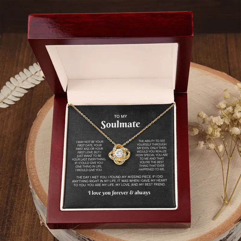 To My Soulmate Necklace Gift, Anniversary Gift For Her, Wife Soulmate Gift, The Day I Met You I Found My Missing Piece,...