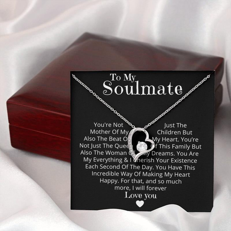 To My Soulmate Necklace, Romantic Christmas Gift For Her, Message Card Necklace For Wife Gift, Girlfriend Gift...