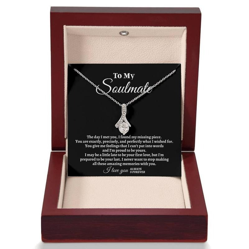 To My Soulmate Necklace, The Day I Met You, Anniversary Gift For Her, Girlfriend Necklace Birthday Gift, \bValentine...