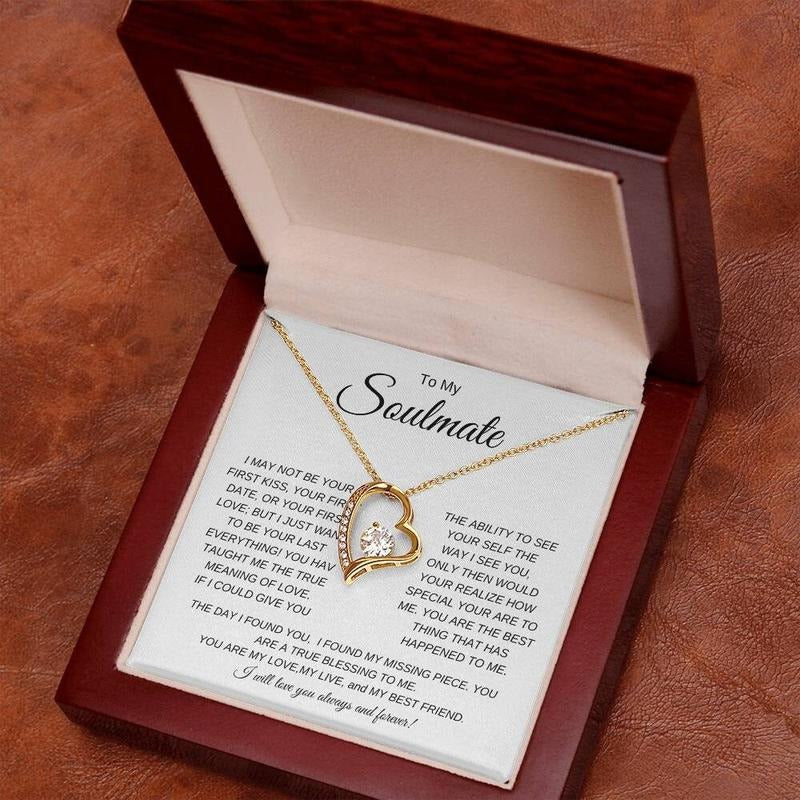 To My Soulmate Necklace, To My Beautiful Soulmate Necklace, Wife Girlfriend Soulmate Gift, Anniversary Gift For Her, Love...