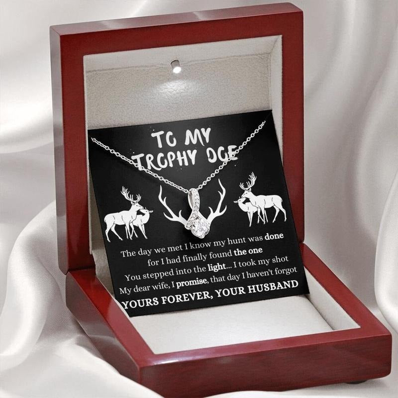 To My Trophy Doe Necklace, From Husband. Anniversary and Birthday Gift for Her, Gift for Hunter's Wife. Love Necklace...