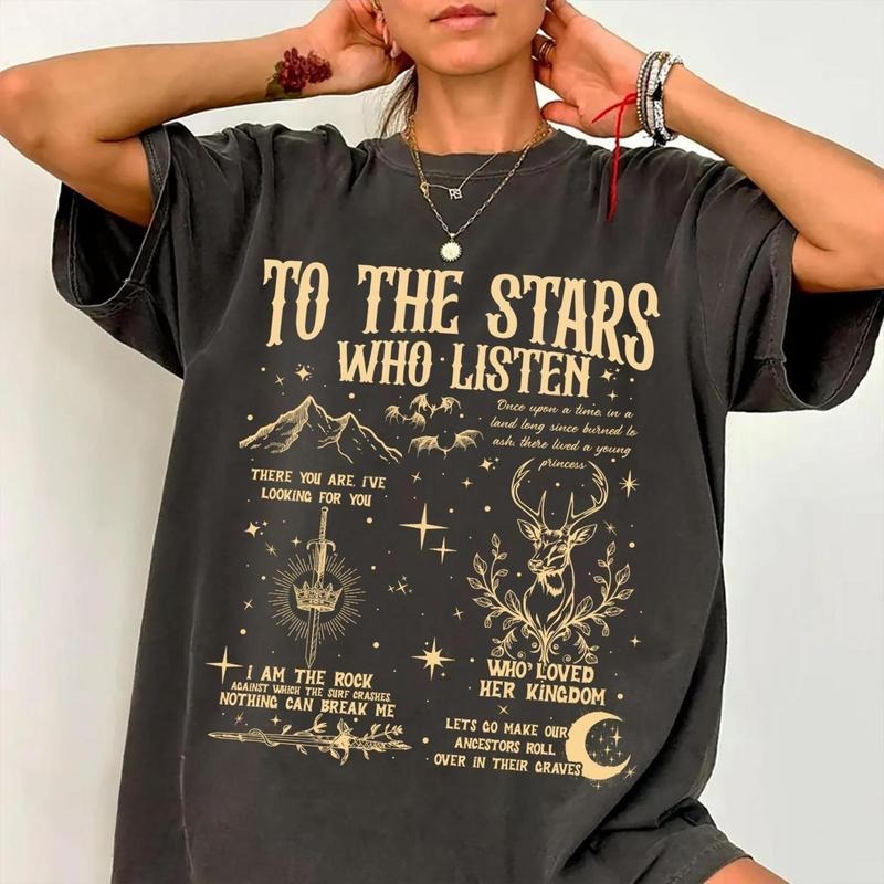 To the Stars Who Listen Shirt, Acotar Velaris Shirt, Fantasy Reader Gift, Night Court Shirt, Bookworm Shirt, Book Lover...