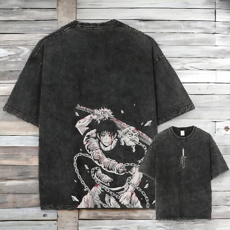 Toji Graphic T-shirt, Adult Manga Anime Character Graphic Vintage Washed T-shirt, Anime Gift, Anime T-shirt Hoodie,...