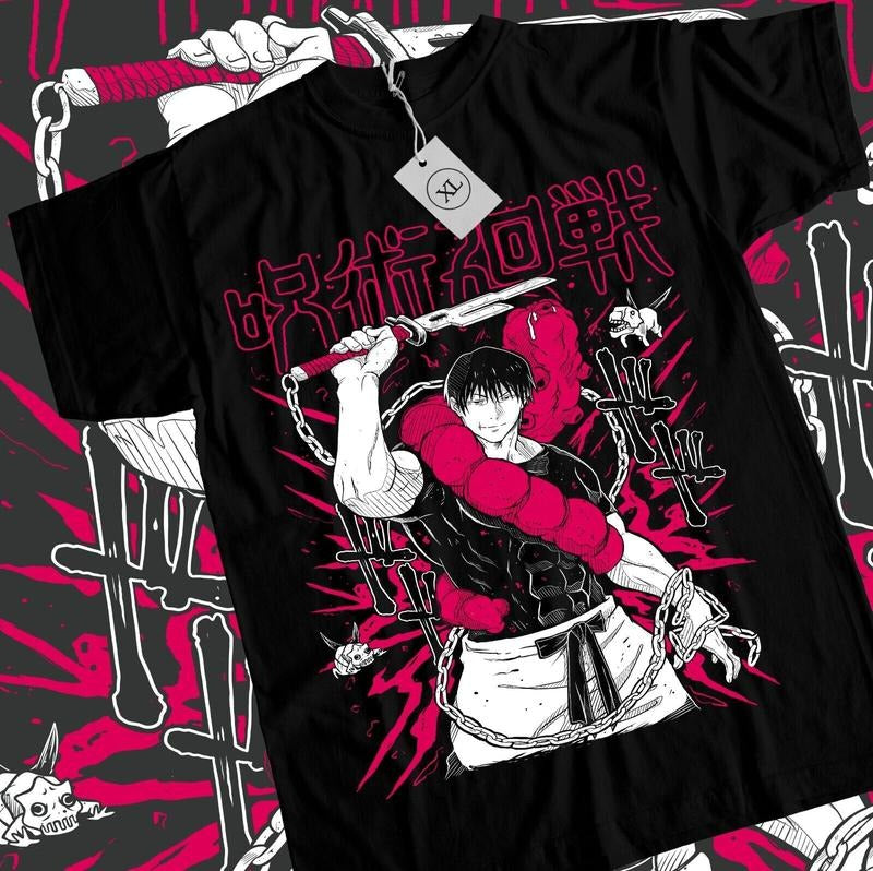 Toji T-Shirt S-4XL Jujutsu Kaisen Fushiguro Anime Horror Black Short Sleeve Tshirt S-4XL Hoodie, Sweatshirt | GrindPrints.com