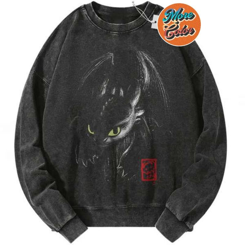 Toothless How to Train Your Dragon Anime Vintage Shirts, Cotton Unisex Sweatshirt, Crew Neck, Size S- 3XL, Menswear Top,...