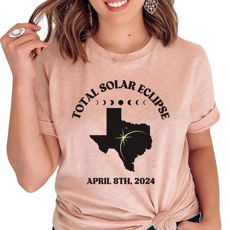Total Solar Eclipse Shirt, Texas Totality Eclipse April 2024 Hoodie, Sweatshirt | GrindPrints.com