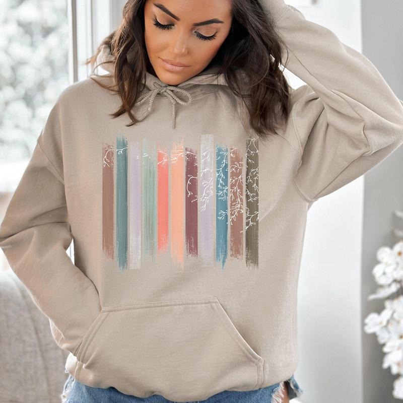 Trailing Vines, Nature, Botanical Stripes Hoodie T-Shirts, Sweatshirt | GrindPrints.com
