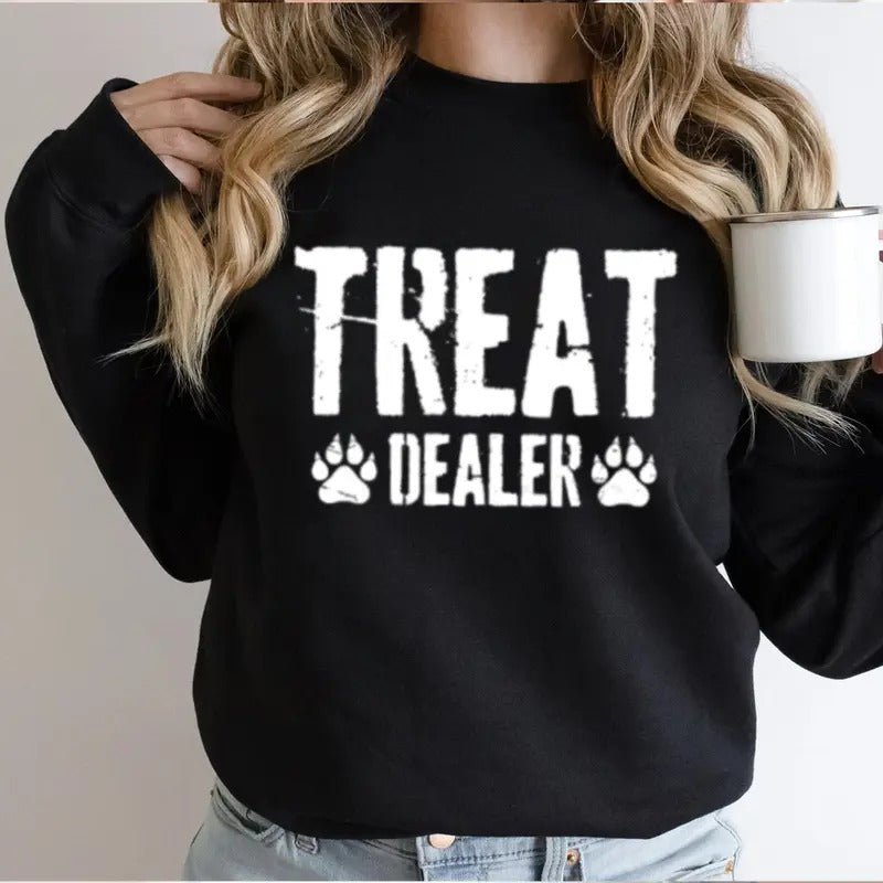 Treat Dealer Sweatshirt Pockets Sweatshirt Casual Street Style Fleece Fabric Crewneck Pullover Sweatshirt Tops Trendy for...