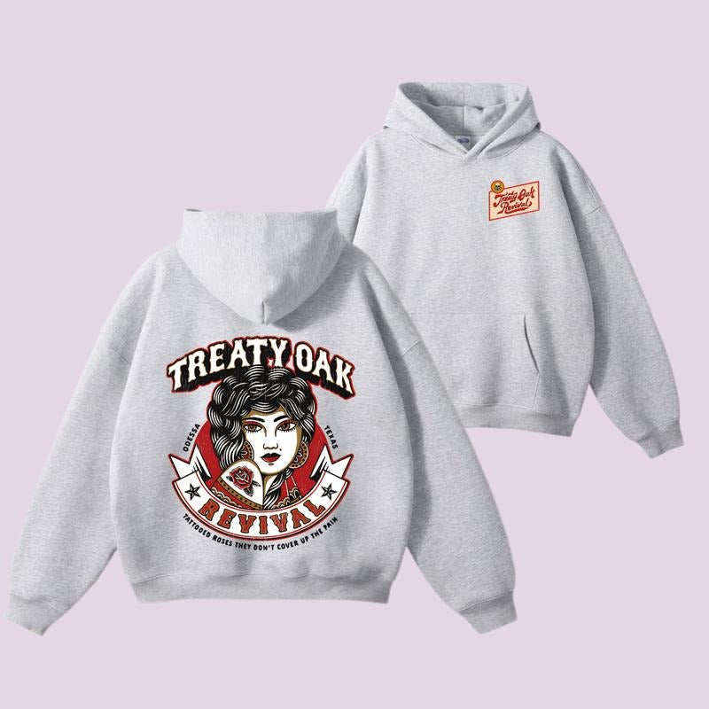 Treaty Oak Revival 2-Sides Hoodie, Rose Tattoo for Outfitters and Casual Wear Music Lovers and Fans Hooded Pullover...