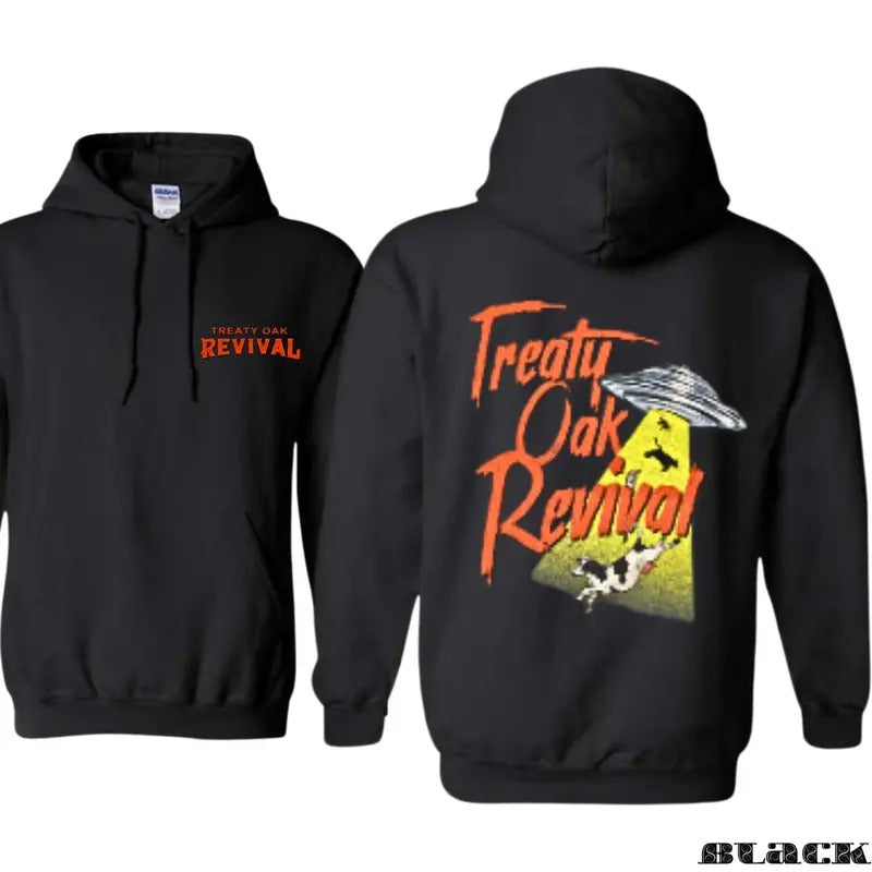 Treaty Oak Revival Hoodie - Unique UFO Graphic, Perfect for Outdoor Activities, Offering Comfort and Fashion for...